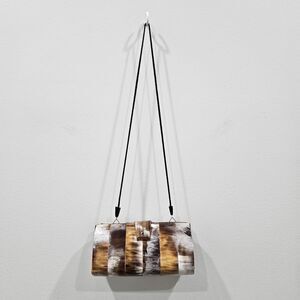 Vintage Cow Horn Clutch Purse Strap Accent Multicolor Casual Everyday Western